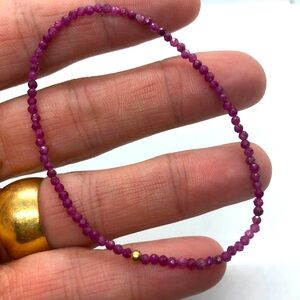 Micro Faceted Natural Ruby Stretch Bracelet